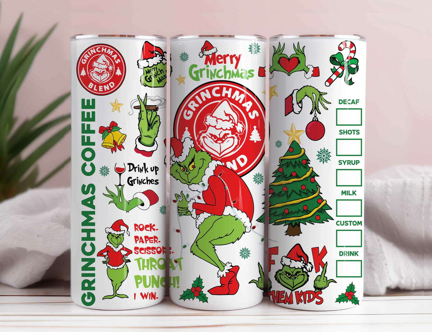 Merry Christmas GR 20oz Tumbler Wrap Coffee