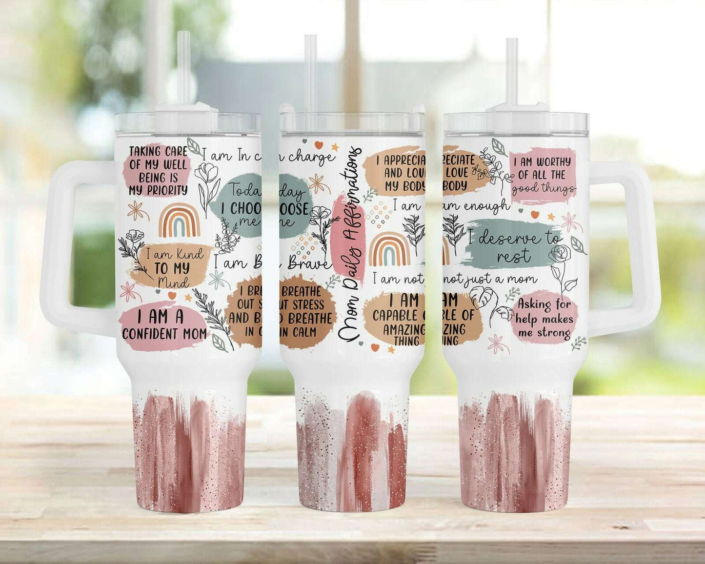 Mom Affirmations 40oz Tumbler Wrap PNG Tumbler Design