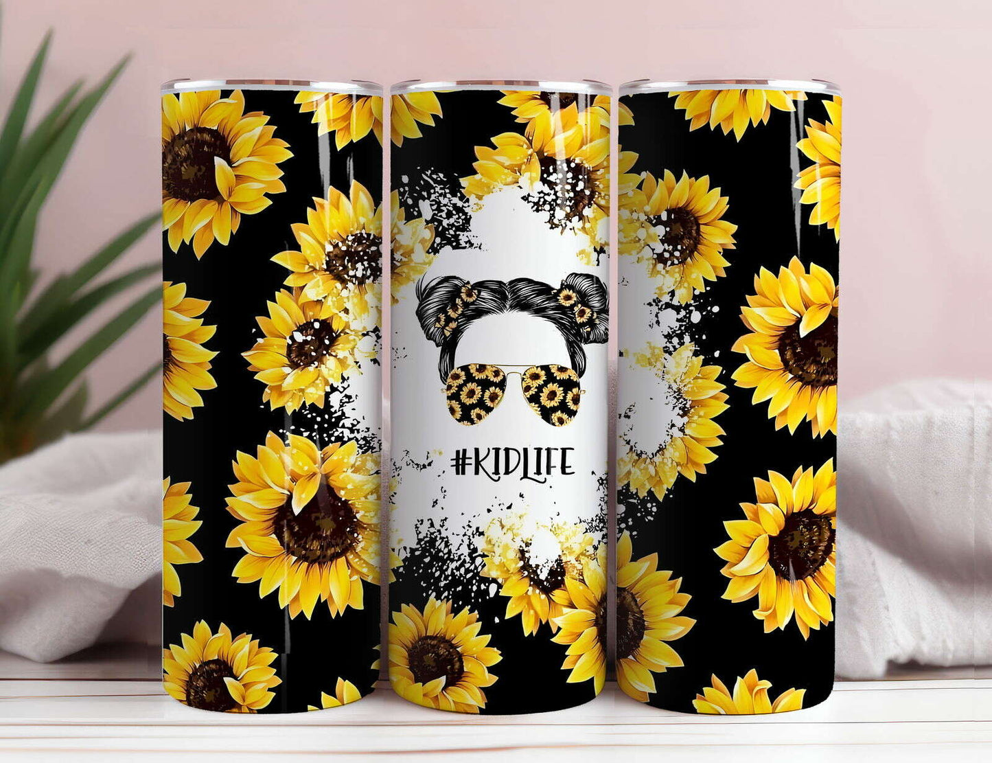 Mom Tumbler Wrap Png Sublimation 20oz, Sunflower