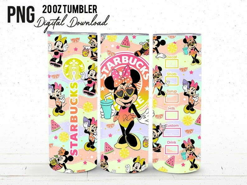 Mouse Tumbler Wrap: 20oz Skinny Sublimation Design - Summer Vibes, Girl Trip