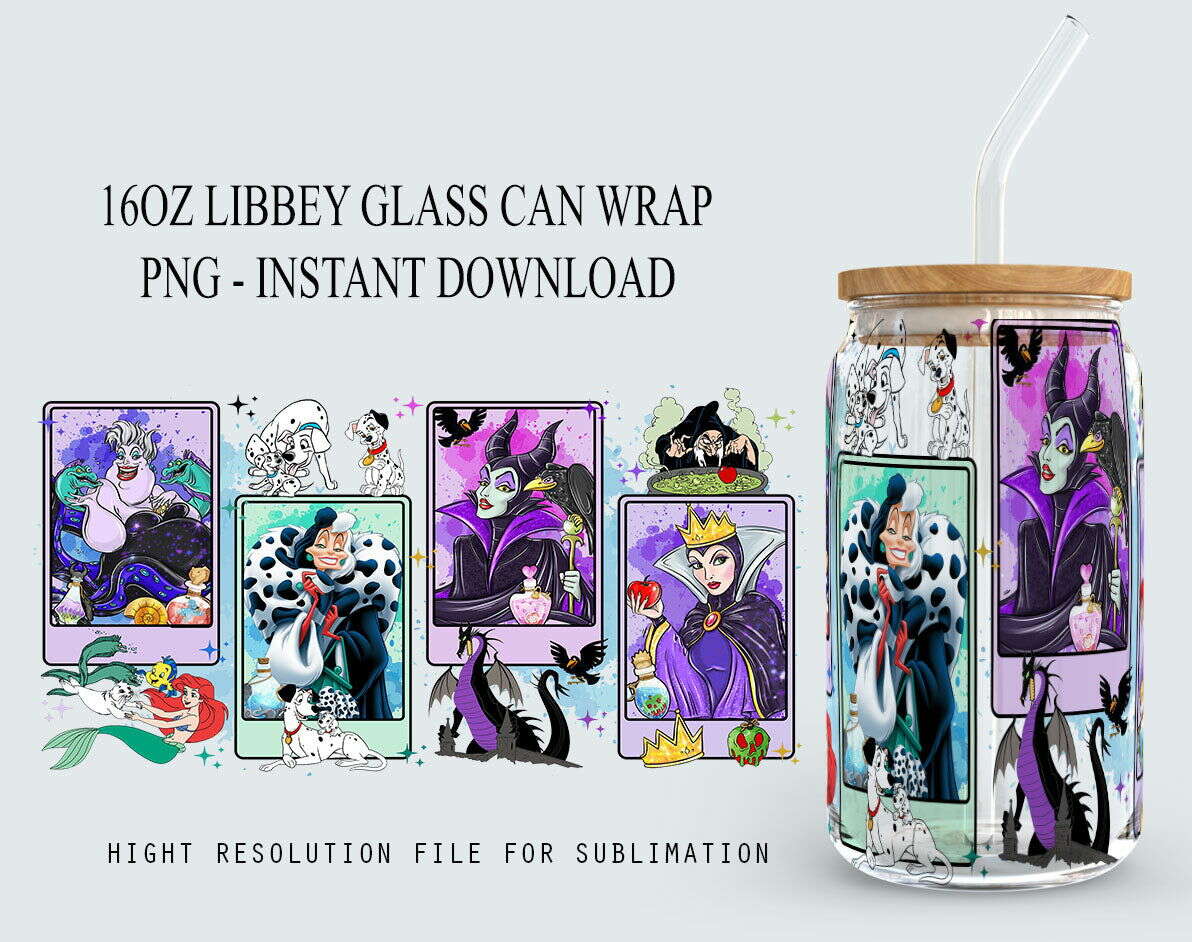 Movies Character 16oz libbey can, Cartoon PNG, 16oz Glass Can Wrap, 16oz Libbey Can Glass