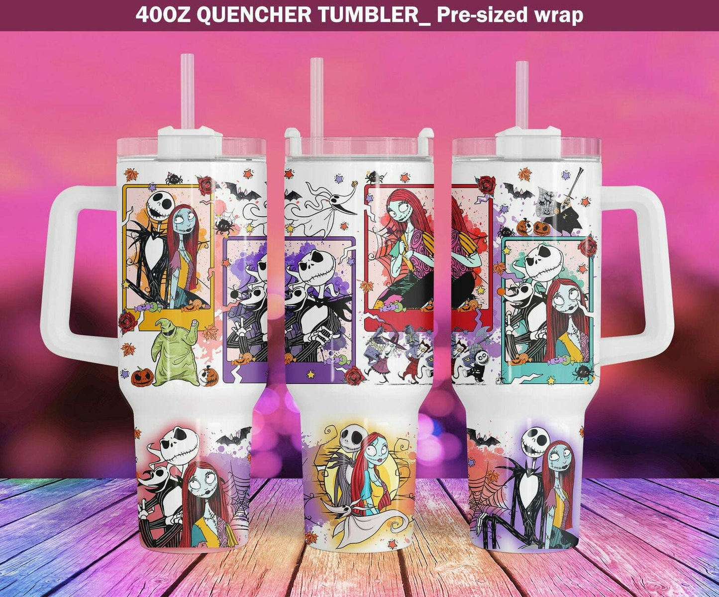 Movies Characters 40oz Tumbler Wrap Png, Nightmare Halloween Png