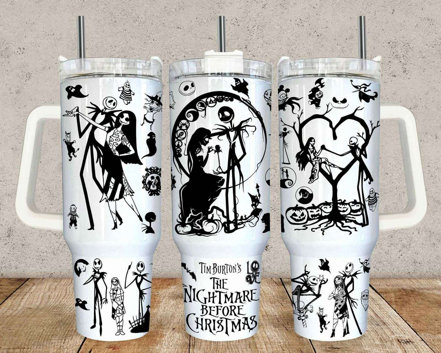Nightmare Before Christmas 40oz Quencher Tumbler Wrap, Horror Character Wrap