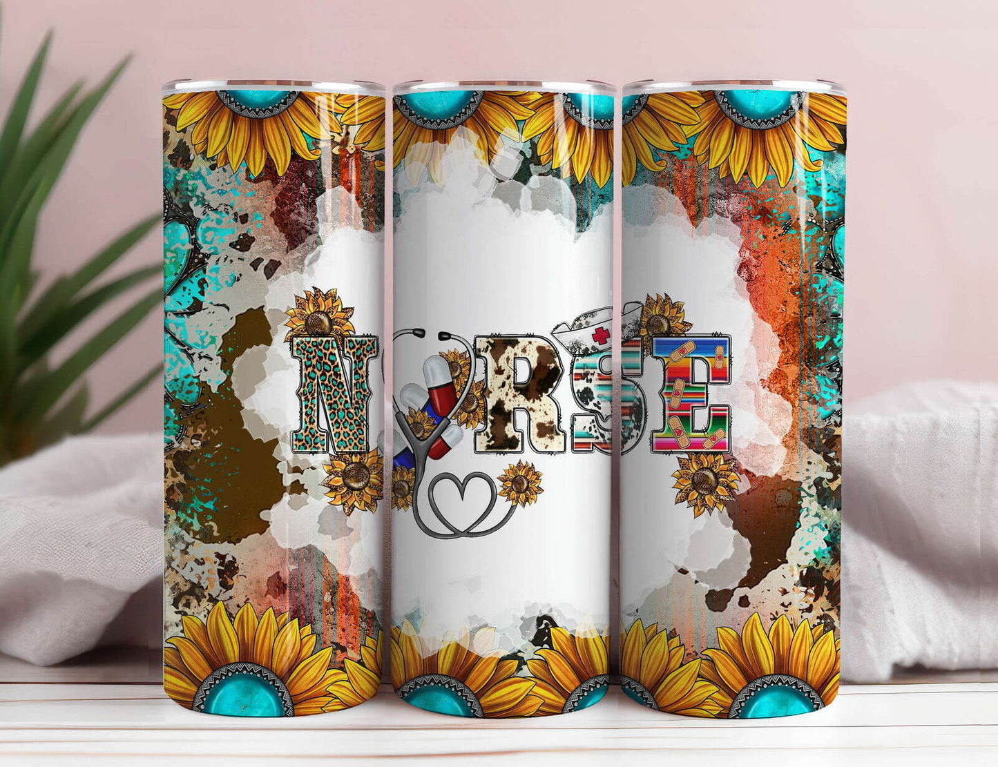 Nurse Tumbler Wrap 20 oz Skinny Tumbler PNG 1