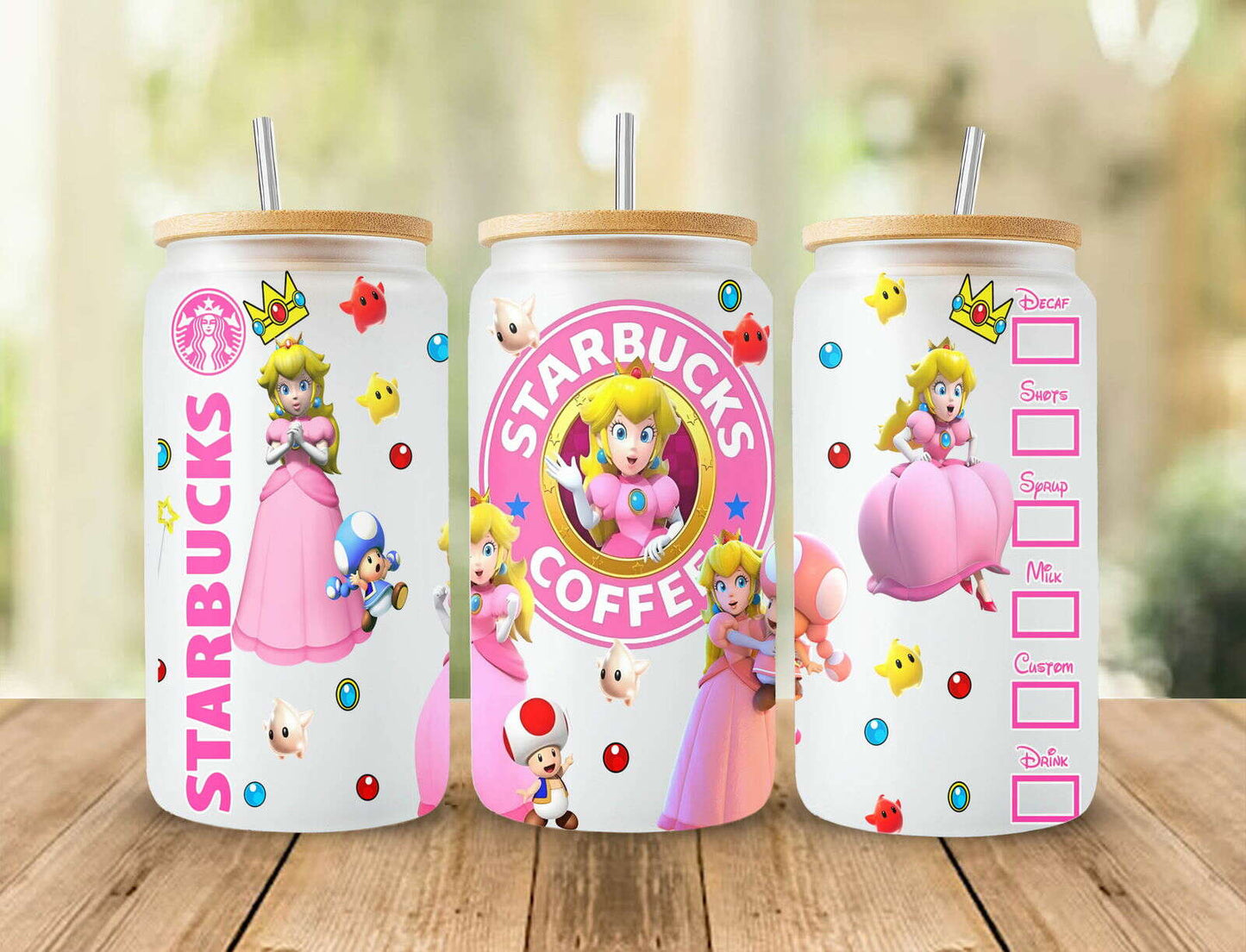 Peach 16oz Glass Can Png, Gift for Girl, Digital download