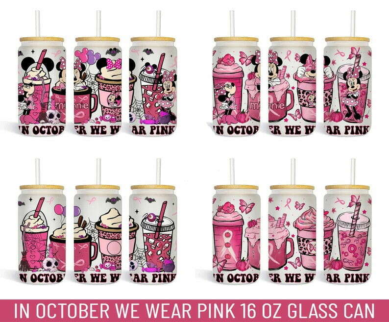 Pink Coffee Design Png, 16oz Libbey Can Glass, Digital Download