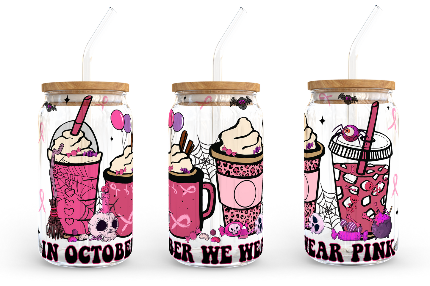 Pink Coffee Design Png, 16oz Libbey Can Glass, Digital Download