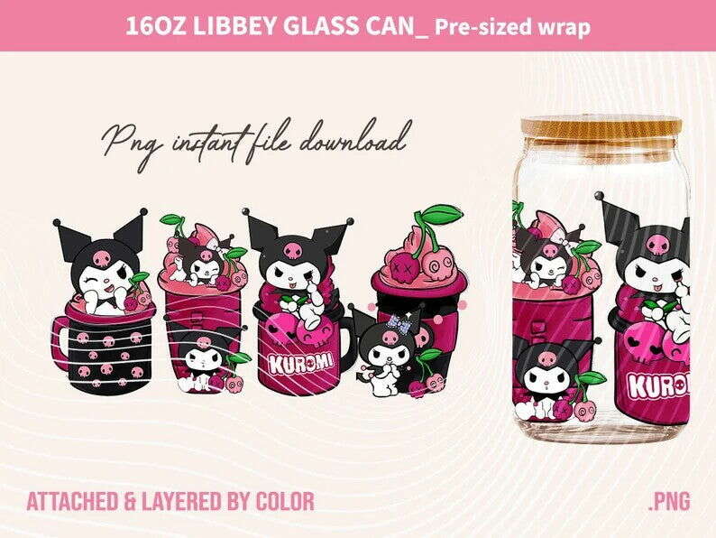 Pink PNG, 16oz Glass Can Wrap, 16oz Libbey Can Glass
