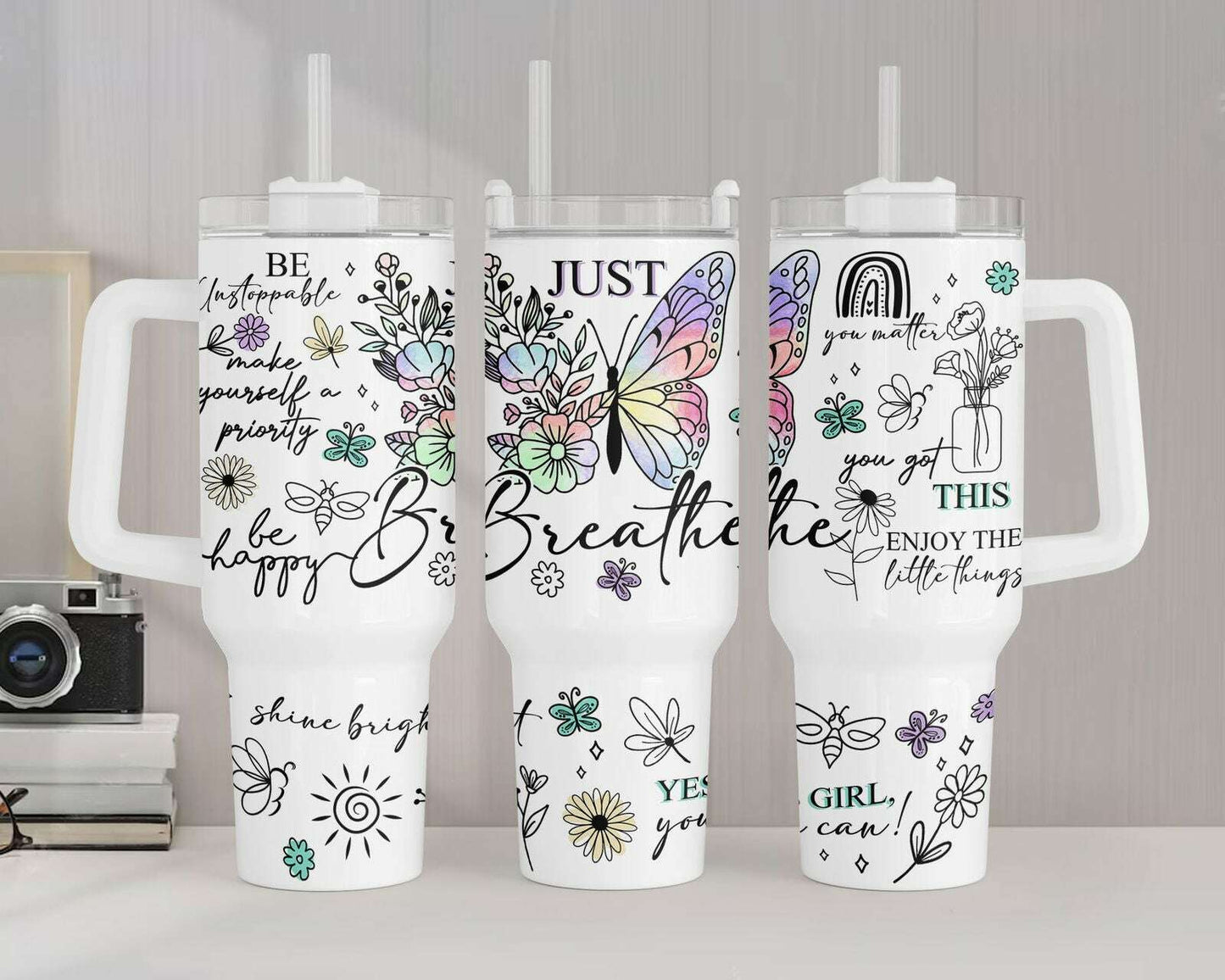 Positive Affirmations Tumbler Wrap , Summer Quencher Tumbler Design