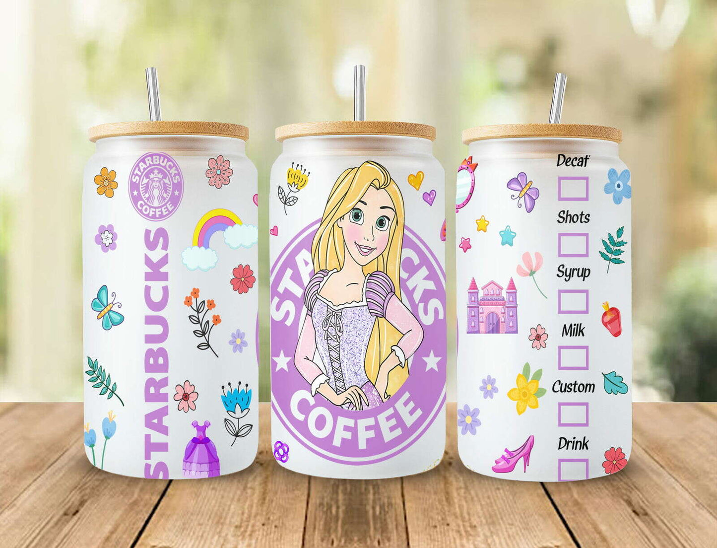 Princess 16oz Glass Can Wrap Png Sublimation Design, Princess Png