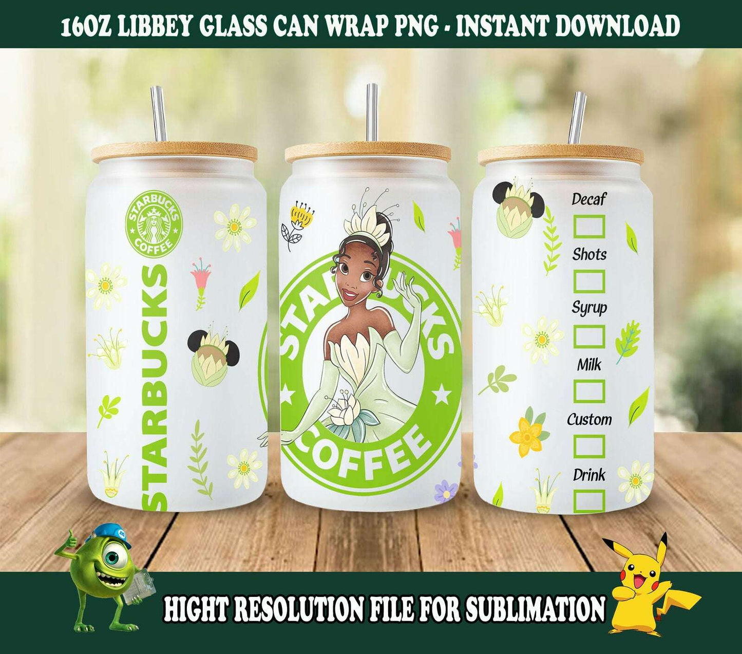 Princess Tumbler, 16oz Glass Can Png, Libbey Can Glass 16oz Instant Download