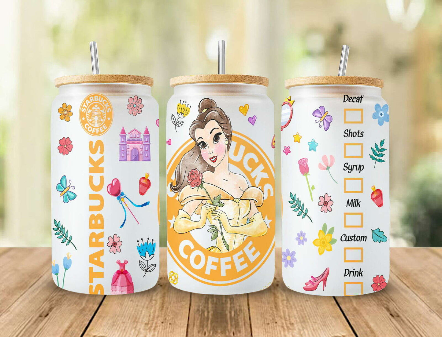 Princess Tumbler, 16oz Glass Can Png, Libbey Can Glass 16oz Wrap Design