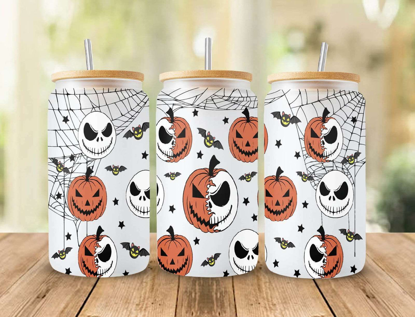 Pumpkin Jack Libbey Can Glass PNG, Pumpkin King Full Wrap For Libbey Can Shaped Beer Glass 16oz