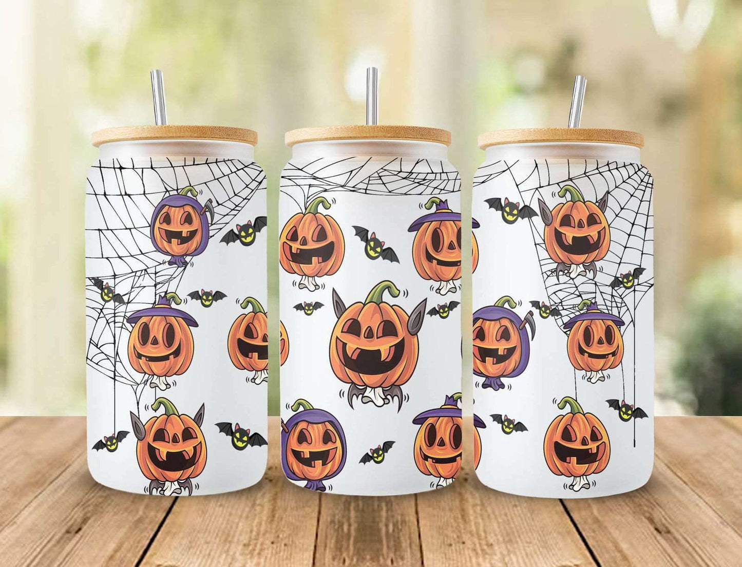 Pumpkin Jack Libbey Can Glass PNG, Pumpkin King Full Wrap For Libbey Can Shaped Beer Glass 16oz