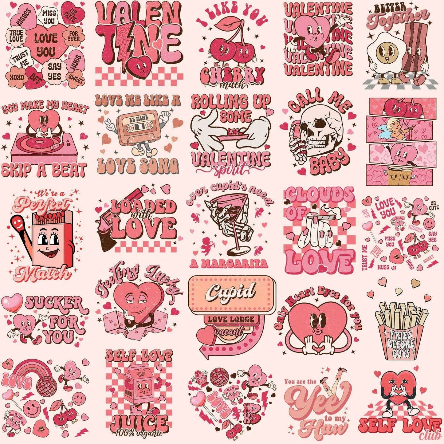 Retro Valentine Svg Png Bundle Cupid Love