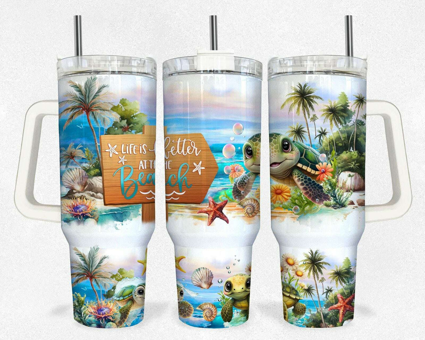 Sea Turtle Ocean 40oz Wrap, Sublimation Design Templates, 40oz Png Digital Download