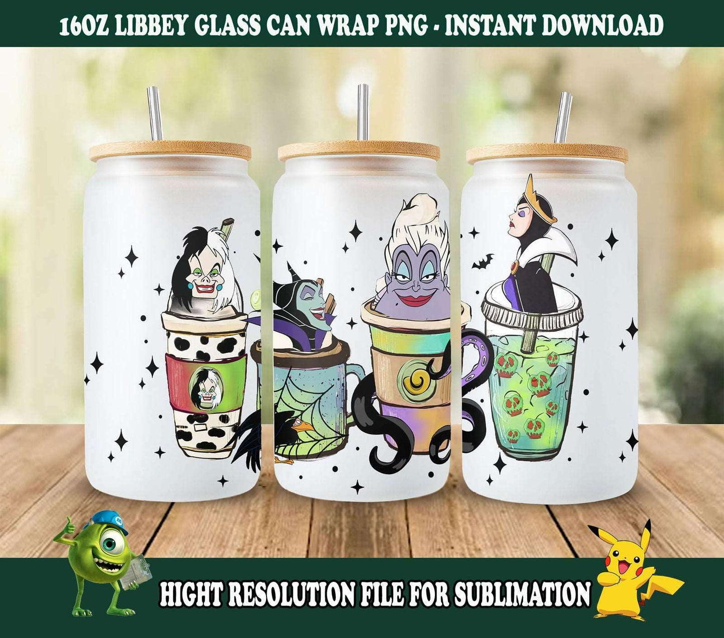 Seven Dwarfs 16oz Glass Can Wrap, 16oz Libbey Can Glass, Full Glass Can Wrap