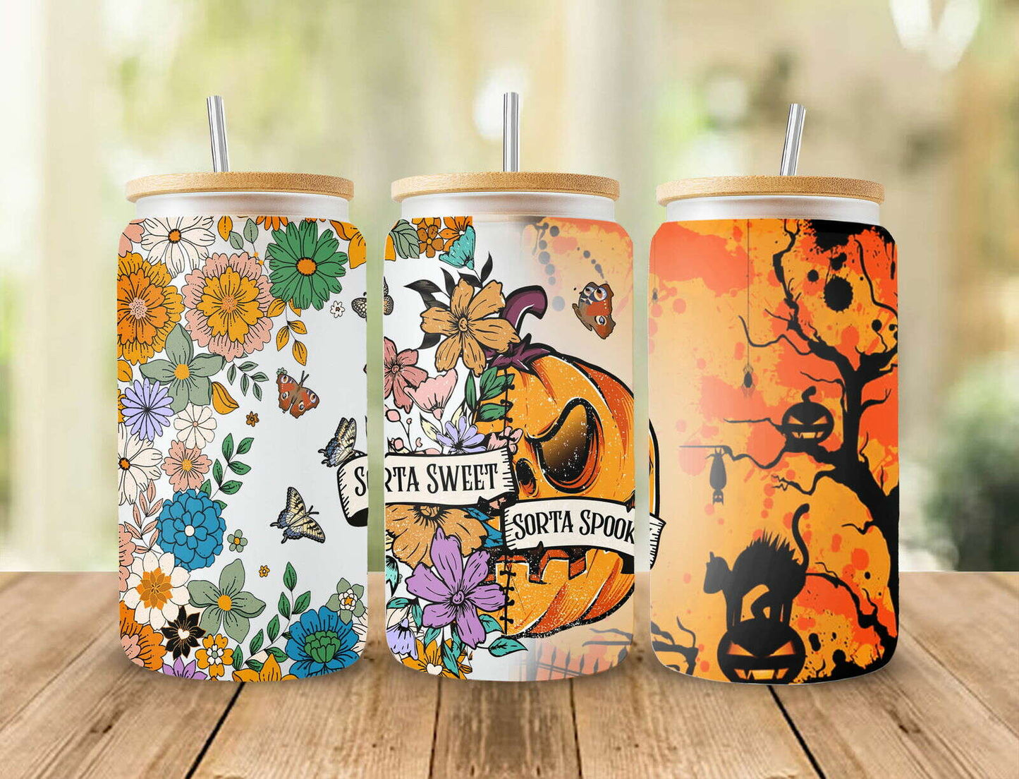 Sorta Sweet Sorta Spooky 16oz Libbey Glass Can Sublimation Design