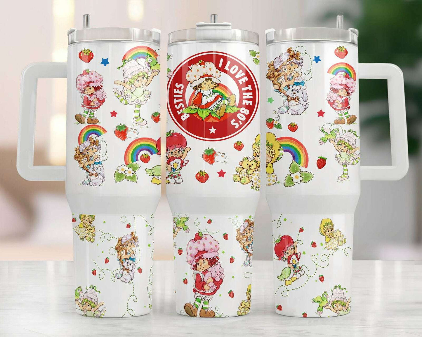 Strawberry Cartoon 40oz Sublimation Quencher Tumbler