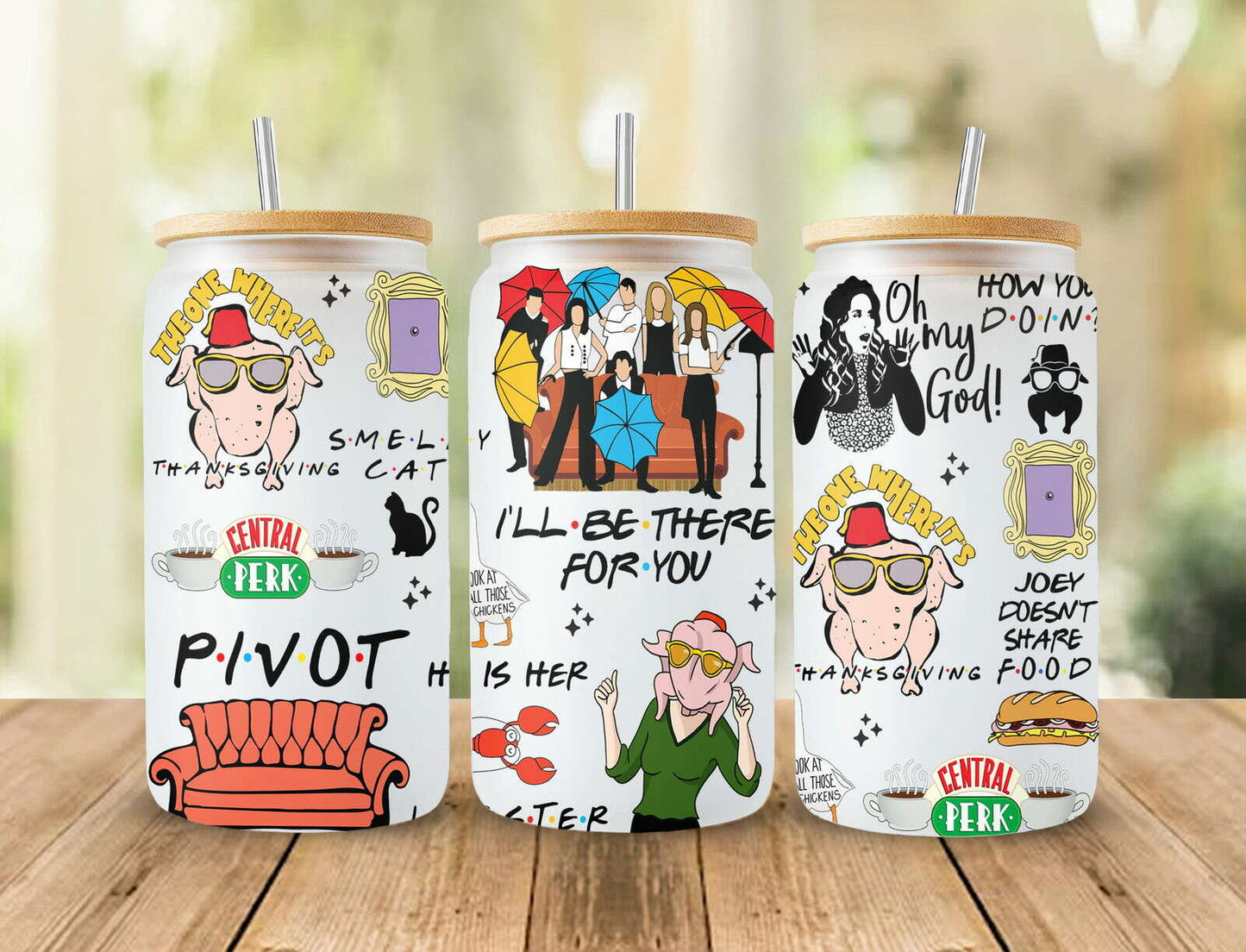 Thanks Giving 16oz Libbey Glass Can Wrap, Friends Giving Sublimation Designs, Friends come together, TV t-shirt