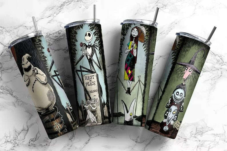 The Nightmare Before Christmas 20oz Skinny Tumbler, Cartoon Movies Character Tumbler Wrap