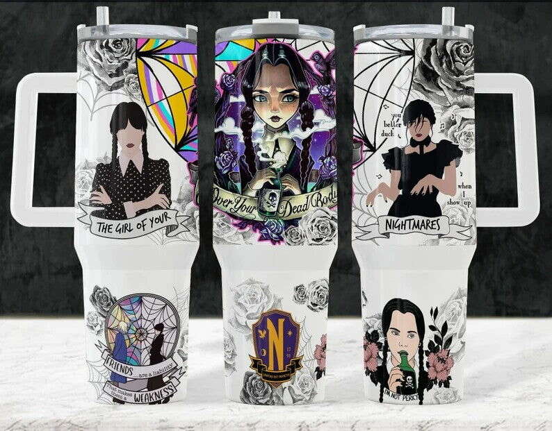 Wednesday 40 oz Tumbler Wrap PNG, Sublimation Png