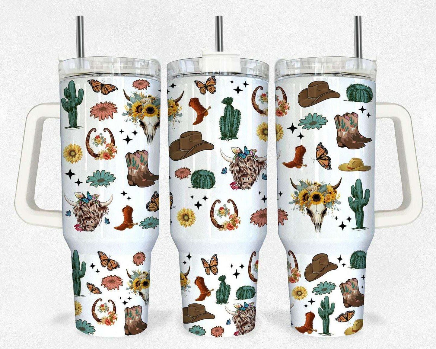 Western 40oz Tumbler Wrap, Western Quencher Png 1