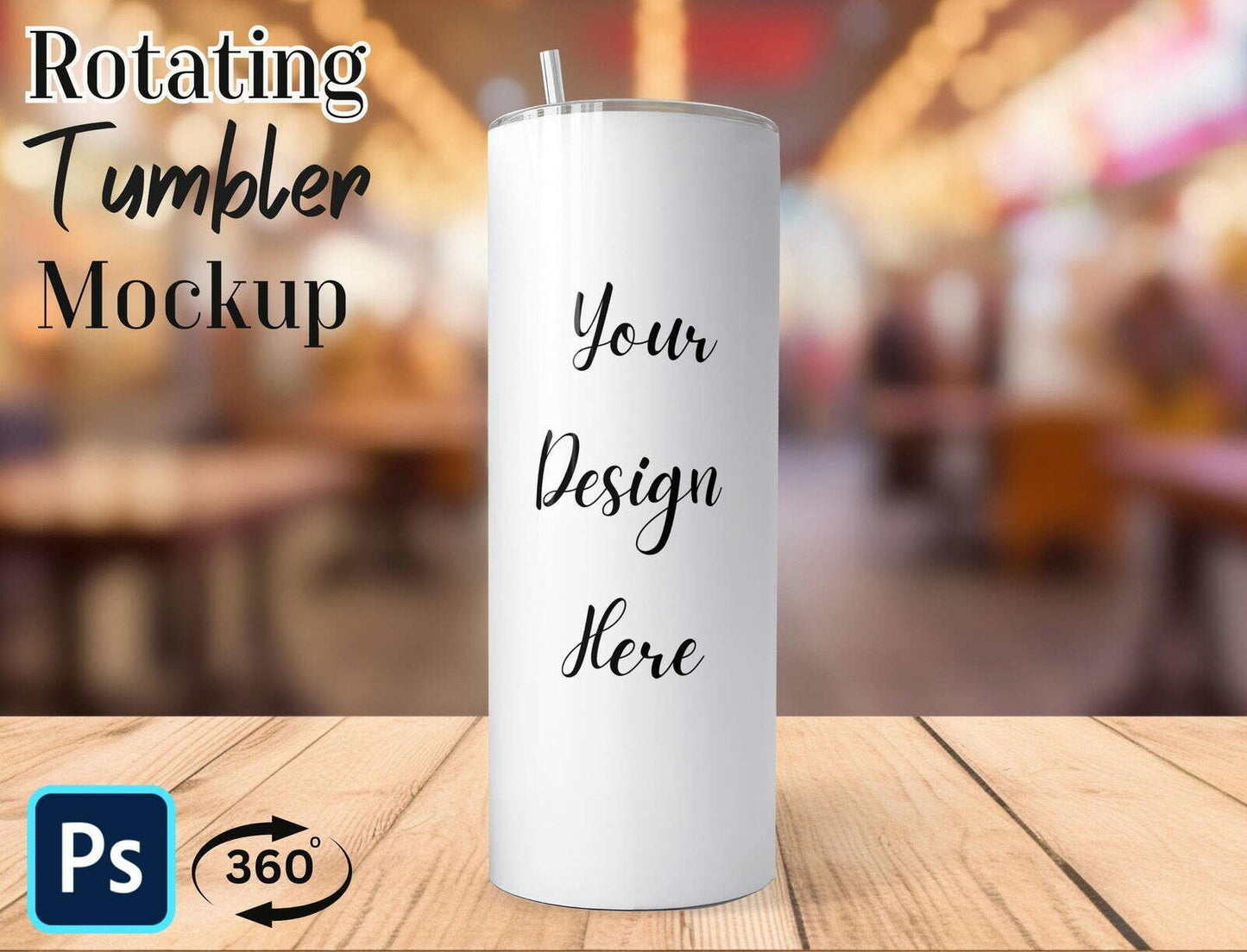 20oz Rotating Tumbler Mockup, Rotating Tumbler Mockup, Spinning Tumbler Mockup, Animated Mock Up