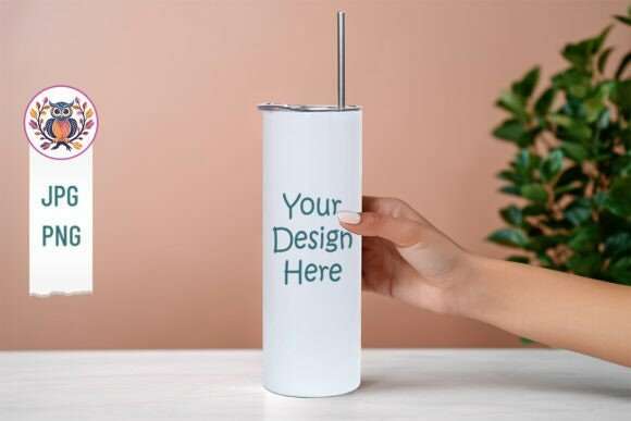 20oz Tumbler Mockup Bundle, full view wrap mockup