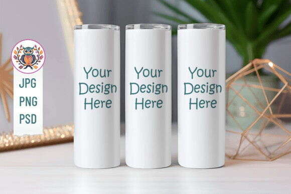 20oz Tumbler Mockup Bundle, full view wrap mockup