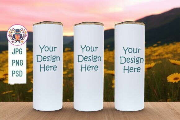 20oz Tumbler Mockup Bundle, full view wrap mockup