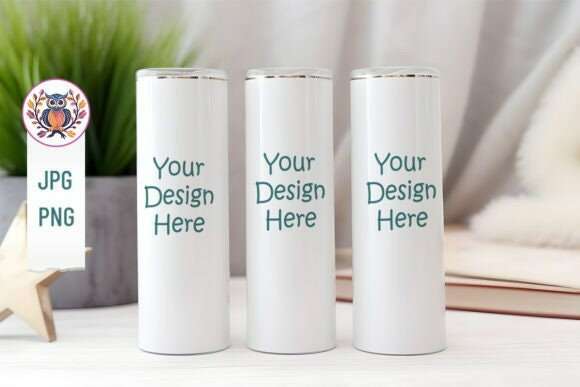 20oz Tumbler Mockup Bundle, full view wrap mockup