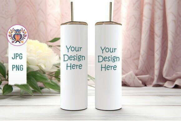 20oz Tumbler Mockup Bundle, full view wrap mockup