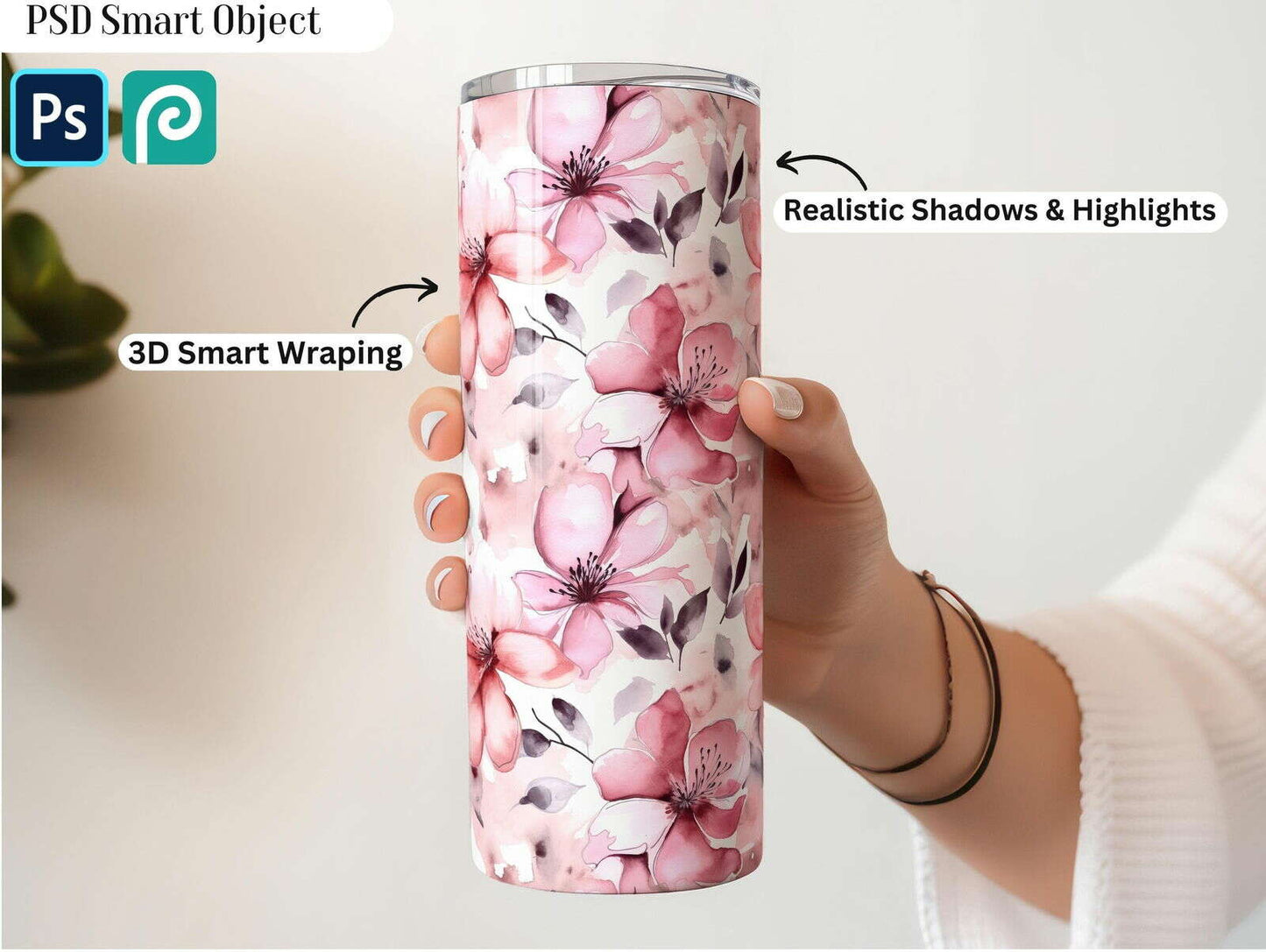 20oz Tumbler Mockup Tumbler PSD Mockup, Skinny Tumbler Mockup, Person Holding Mockup