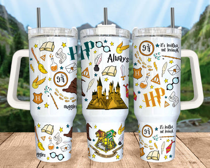 Magic HP 40oz Tumbler Wrap, HP Quencher Sublimation Png Design