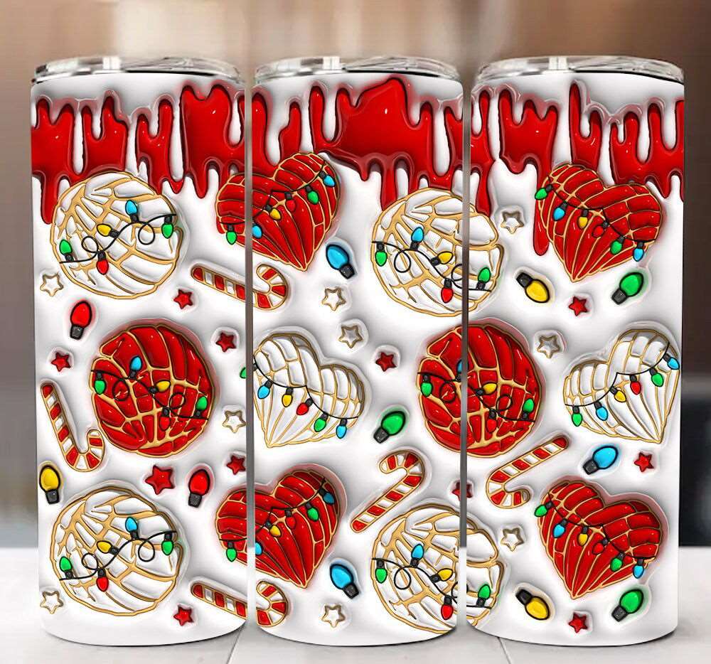 3D Christmas Cafecito y Chisme Inflated Tumbler Wrap 