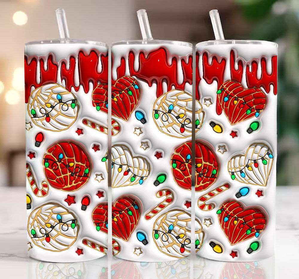 3D Christmas Cafecito y Chisme Inflated Tumbler Wrap 