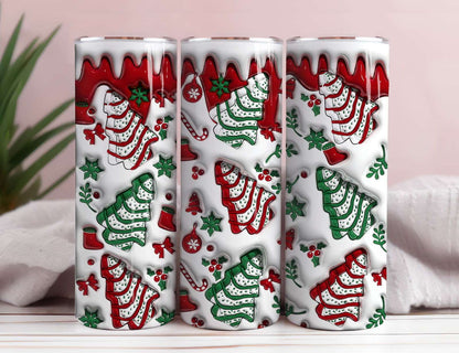 3D Christmas Tree Cakes Inflated Tumbler Wrap 1 