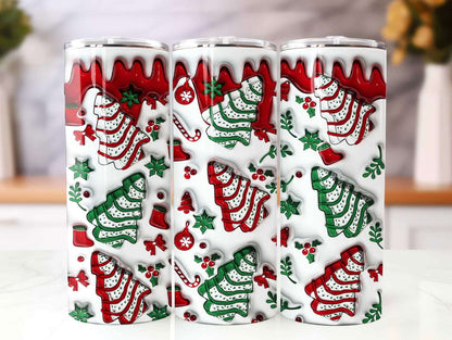 3D Christmas Tree Cakes Inflated Tumbler Wrap 1 