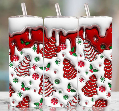 3D Christmas Tree Cakes Inflated Tumbler Wrap 2 