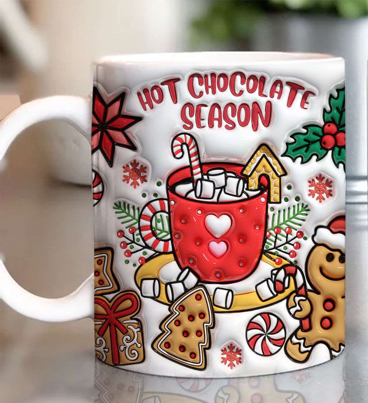 3D Hot Chocolate Season Inflated Mug Wrap 