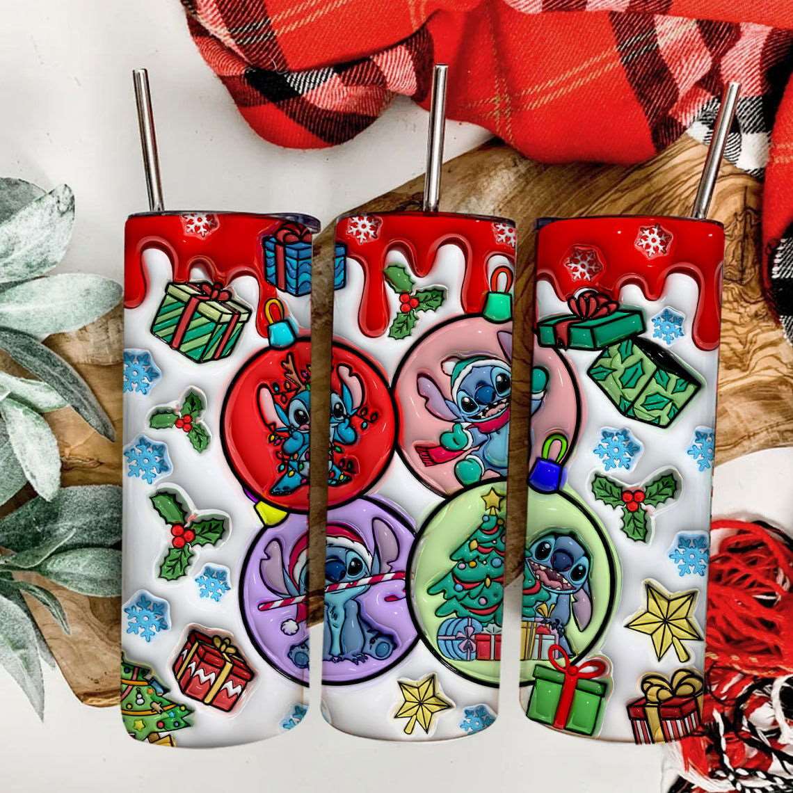 3D Inflated Christmas Tumbler Wrap Png 3D Tumbler Design 10 