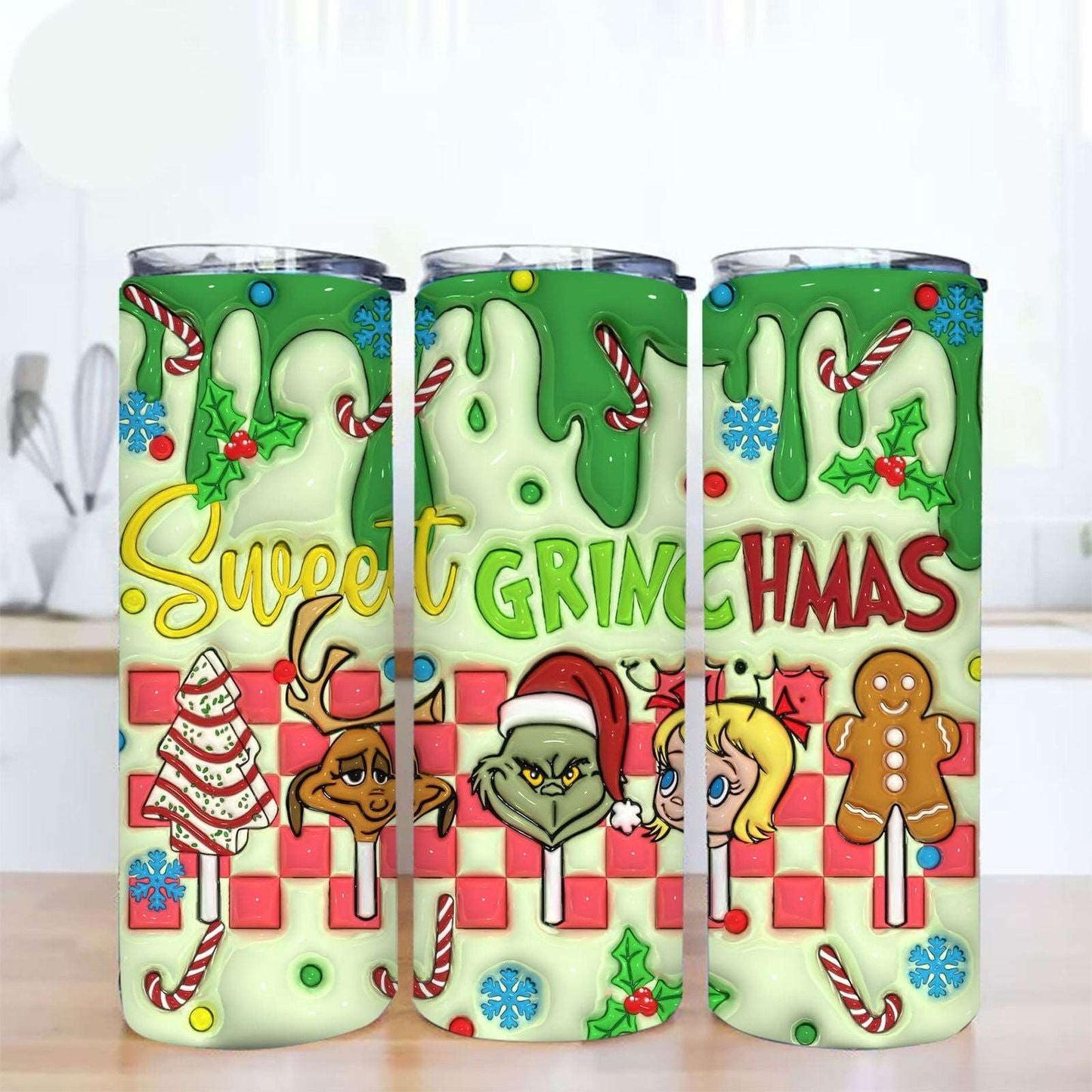 3D Inflated Christmas Tumbler Wrap Png 3D Tumbler Design 11 