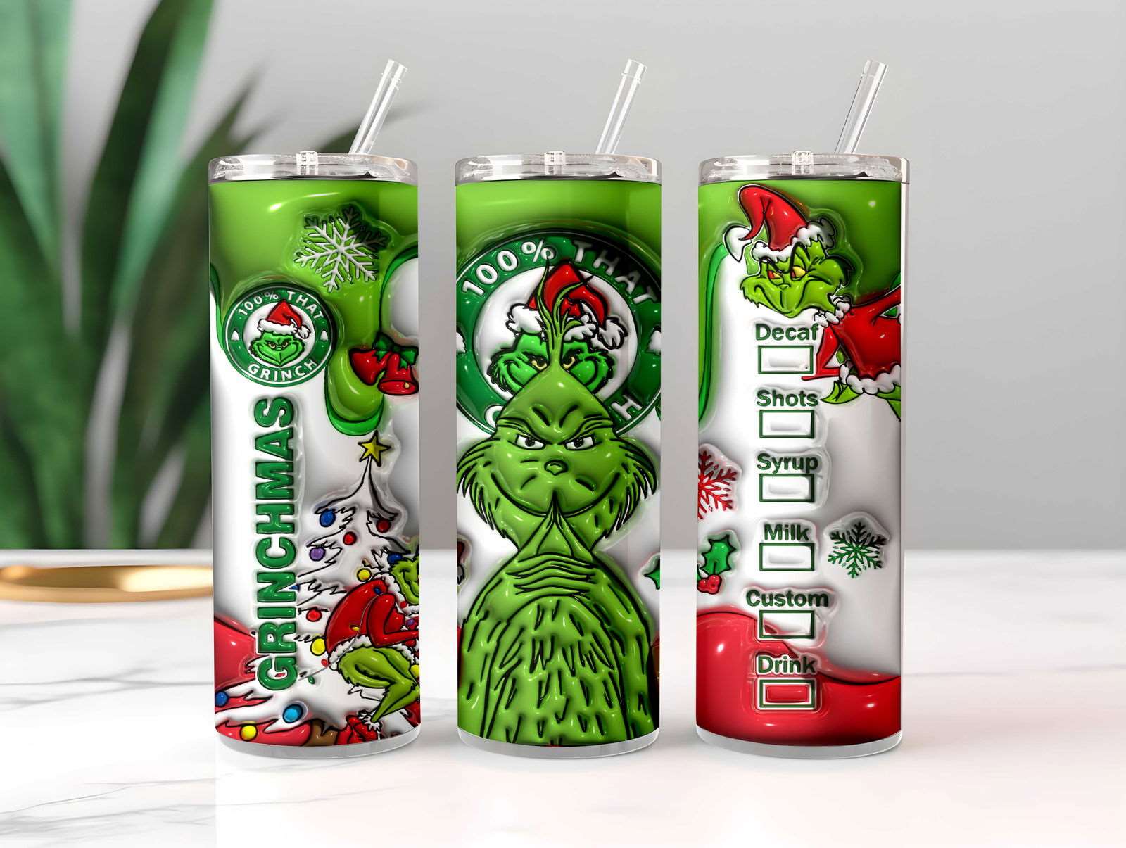 3D Inflated Christmas Tumbler Wrap Png 3D Tumbler Design 12 