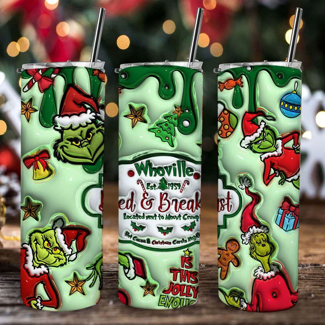 3D Inflated Christmas Tumbler Wrap Png 3D Tumbler Design 13 