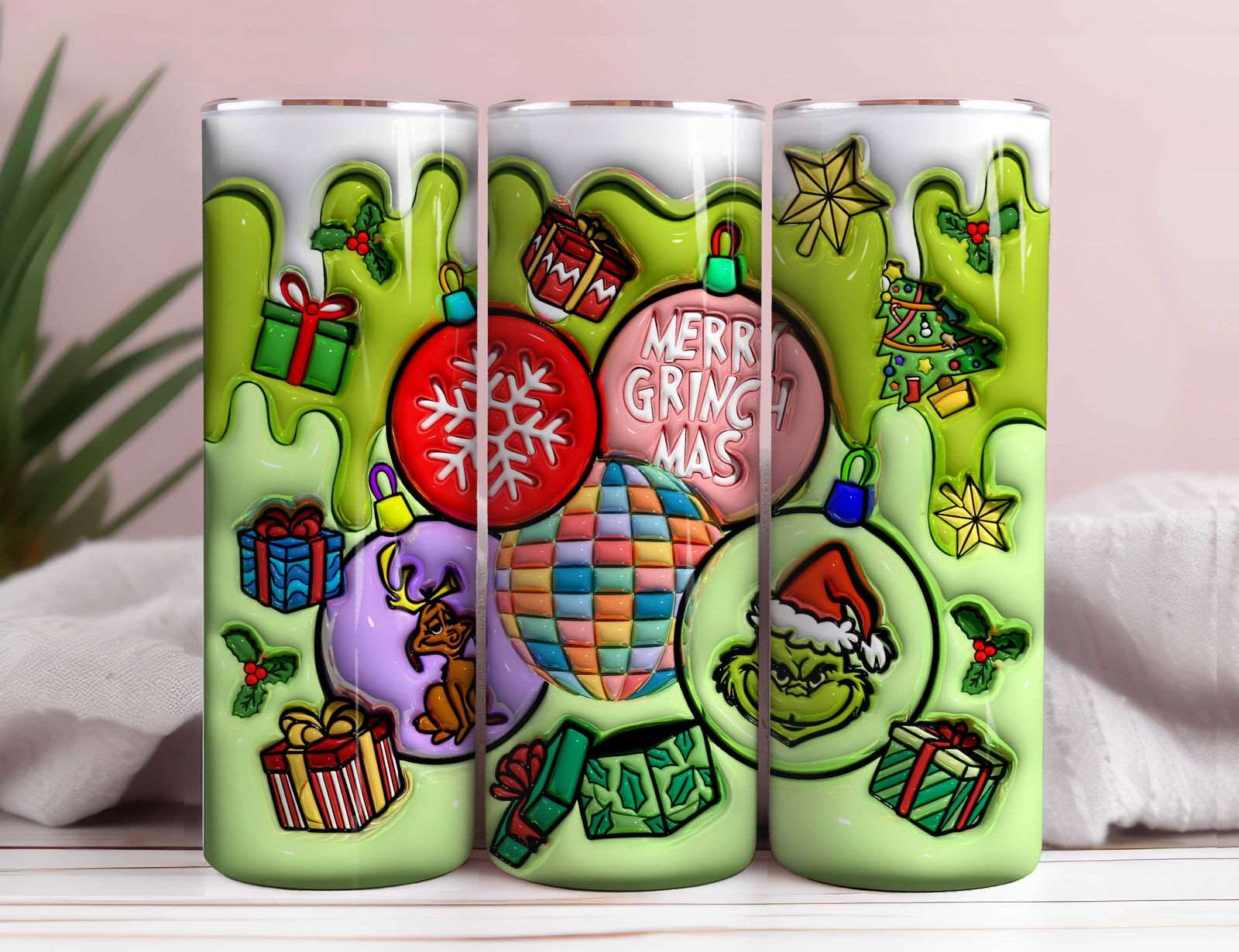 3D Inflated Christmas Tumbler Wrap Png 3D Tumbler Design 14 