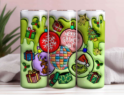 3D Inflated Christmas Tumbler Wrap Png 3D Tumbler Design 14 