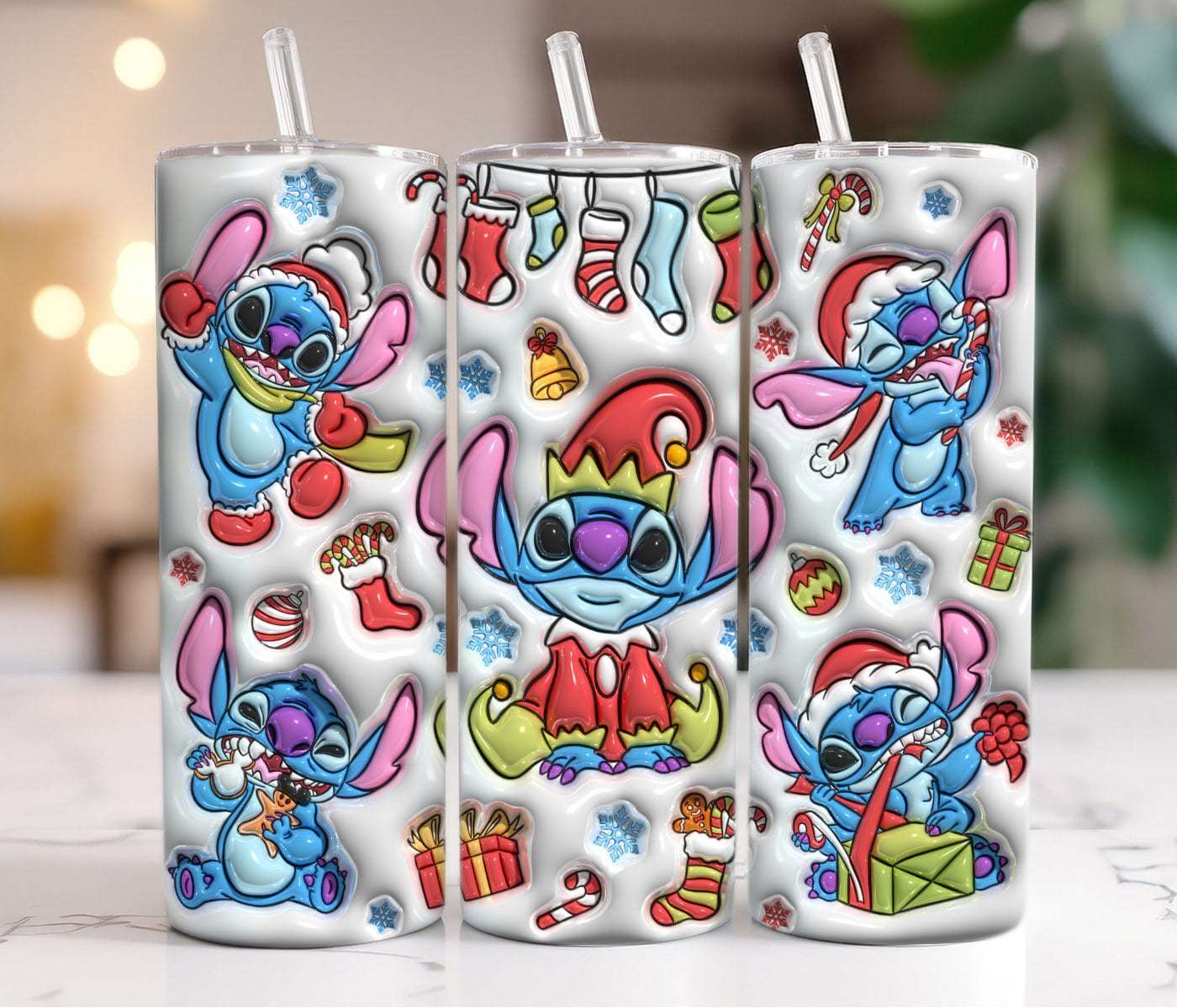 3D Inflated Christmas Tumbler Wrap Png 3D Tumbler Design 15 