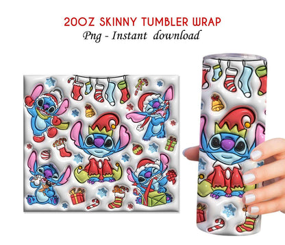 3D Inflated Christmas Tumbler Wrap Png 3D Tumbler Design 15 