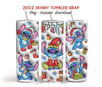 3D Inflated Christmas Tumbler Wrap Png 3D Tumbler Design 15 